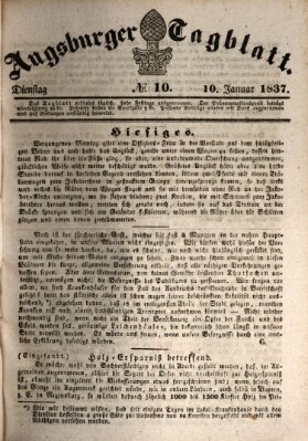 Augsburger Tagblatt Dienstag 10. Januar 1837