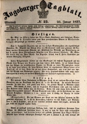 Augsburger Tagblatt Mittwoch 25. Januar 1837
