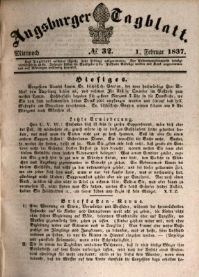Augsburger Tagblatt Mittwoch 1. Februar 1837