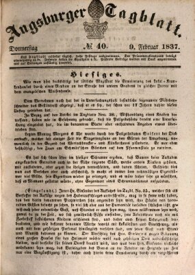 Augsburger Tagblatt Donnerstag 9. Februar 1837