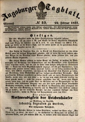 Augsburger Tagblatt Mittwoch 22. Februar 1837