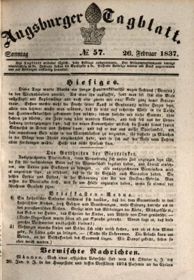 Augsburger Tagblatt Sonntag 26. Februar 1837