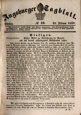 Augsburger Tagblatt Montag 27. Februar 1837