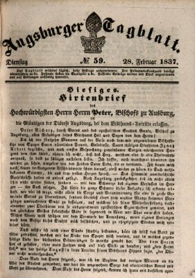 Augsburger Tagblatt Dienstag 28. Februar 1837