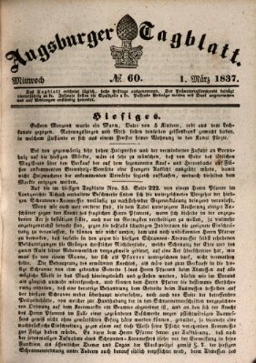 Augsburger Tagblatt Mittwoch 1. März 1837