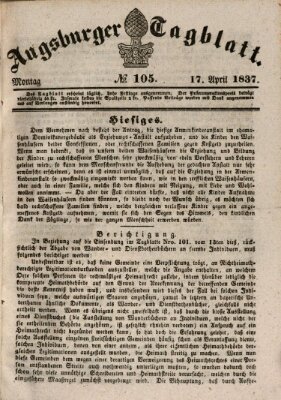 Augsburger Tagblatt Montag 17. April 1837