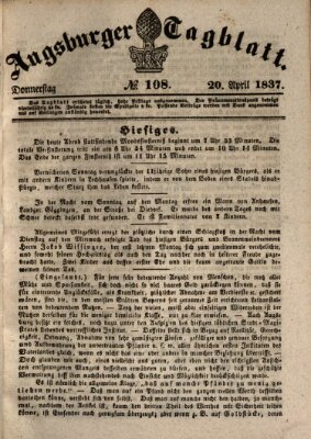 Augsburger Tagblatt Donnerstag 20. April 1837