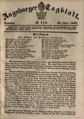 Augsburger Tagblatt Samstag 22. April 1837