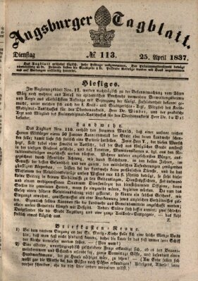 Augsburger Tagblatt Dienstag 25. April 1837