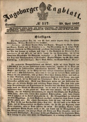 Augsburger Tagblatt Samstag 29. April 1837