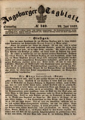 Augsburger Tagblatt Donnerstag 22. Juni 1837