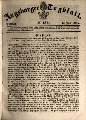 Augsburger Tagblatt Sonntag 9. Juli 1837