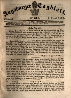 Augsburger Tagblatt Mittwoch 9. August 1837