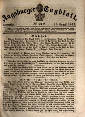 Augsburger Tagblatt Donnerstag 10. August 1837