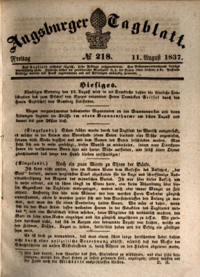 Augsburger Tagblatt Freitag 11. August 1837