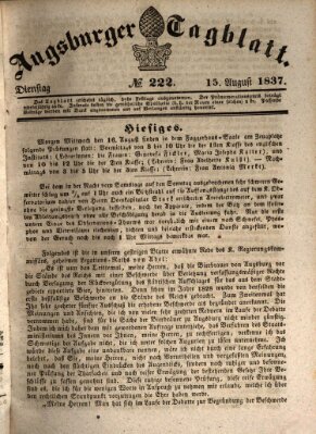 Augsburger Tagblatt Dienstag 15. August 1837