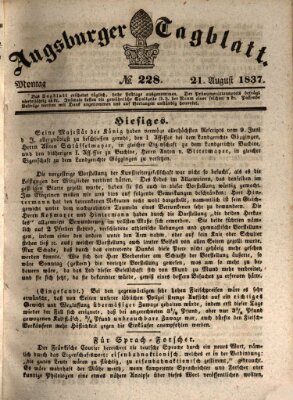 Augsburger Tagblatt Montag 21. August 1837