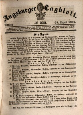 Augsburger Tagblatt Freitag 25. August 1837