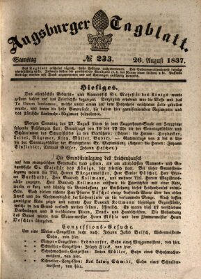 Augsburger Tagblatt Samstag 26. August 1837