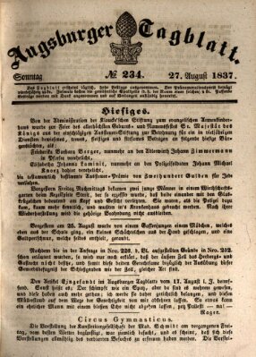 Augsburger Tagblatt Sonntag 27. August 1837