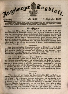 Augsburger Tagblatt Sonntag 3. September 1837