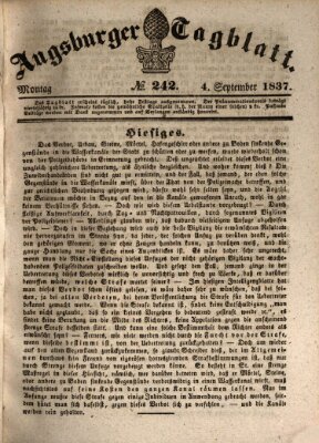 Augsburger Tagblatt Montag 4. September 1837