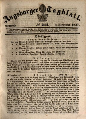 Augsburger Tagblatt Mittwoch 6. September 1837