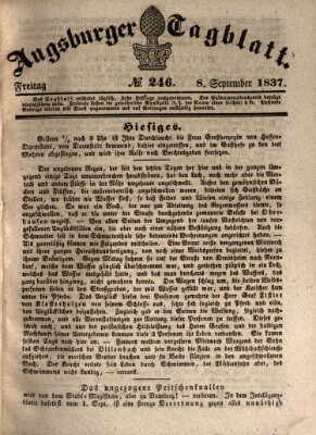 Augsburger Tagblatt Freitag 8. September 1837