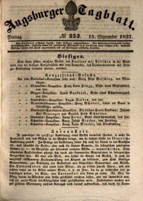 Augsburger Tagblatt Freitag 15. September 1837