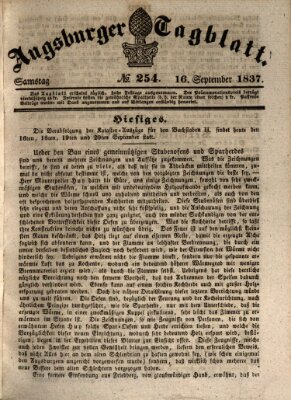 Augsburger Tagblatt Samstag 16. September 1837