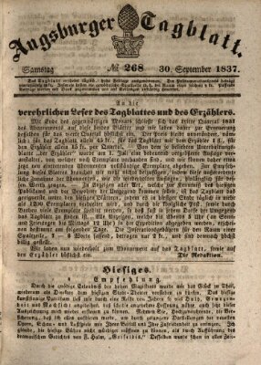 Augsburger Tagblatt Samstag 30. September 1837