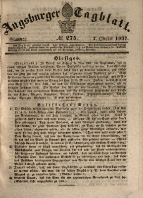 Augsburger Tagblatt Samstag 7. Oktober 1837