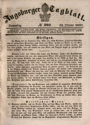 Augsburger Tagblatt Donnerstag 12. Oktober 1837