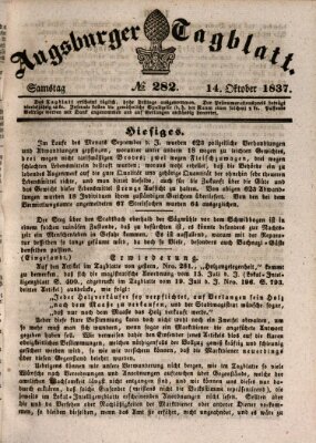 Augsburger Tagblatt Samstag 14. Oktober 1837