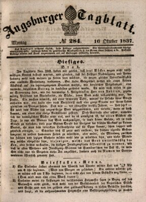 Augsburger Tagblatt Montag 16. Oktober 1837