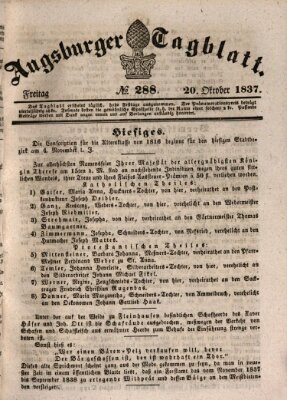 Augsburger Tagblatt Freitag 20. Oktober 1837