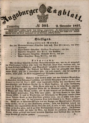 Augsburger Tagblatt Donnerstag 2. November 1837