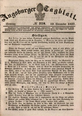 Augsburger Tagblatt Sonntag 19. November 1837