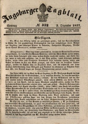 Augsburger Tagblatt Sonntag 3. Dezember 1837