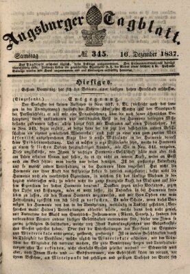 Augsburger Tagblatt Samstag 16. Dezember 1837