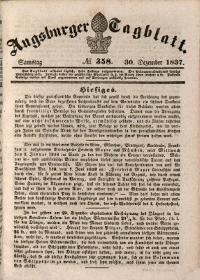 Augsburger Tagblatt Saturday 30. December 1837