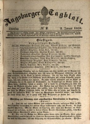 Augsburger Tagblatt Dienstag 2. Januar 1838