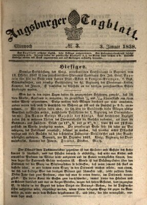 Augsburger Tagblatt Mittwoch 3. Januar 1838