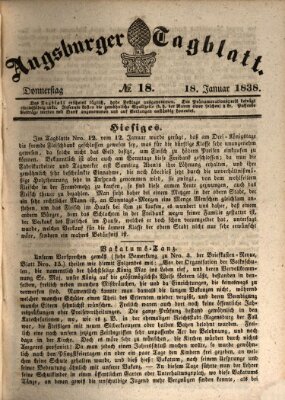 Augsburger Tagblatt Donnerstag 18. Januar 1838