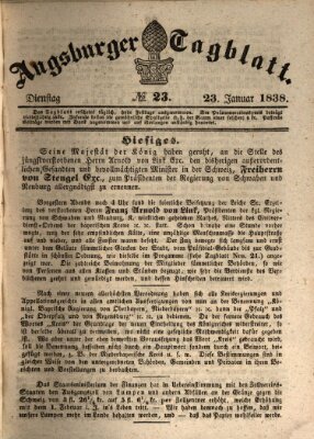 Augsburger Tagblatt Dienstag 23. Januar 1838