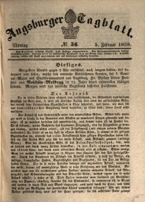 Augsburger Tagblatt Montag 5. Februar 1838