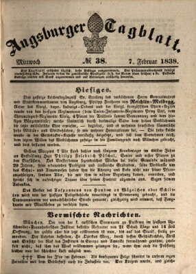 Augsburger Tagblatt Mittwoch 7. Februar 1838