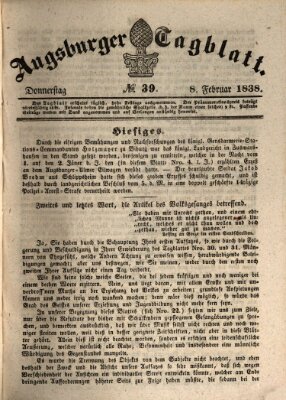 Augsburger Tagblatt Donnerstag 8. Februar 1838