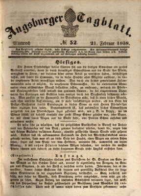 Augsburger Tagblatt Mittwoch 21. Februar 1838