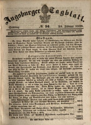 Augsburger Tagblatt Sonntag 25. Februar 1838